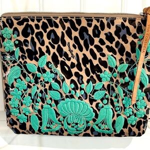 Consuela Turquoise Floral & Leopard Crossbody with Brown Strap